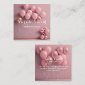 ピンクバルーングリッター金ゴールドイベント結婚式 スクエア名刺 (正面/裏面)