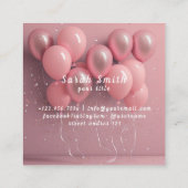 ピンクバルーングリッター金ゴールドイベント結婚式 スクエア名刺 (裏面)