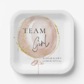 ピンクバルーンジェンダーリビールチームガール ペーパープレート (正面)