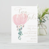 ピンクバルーンツインガールズベビーシャワー 招待状 (スタンド正面)