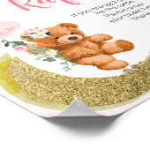 ピンクバルーンテディベアおむつラッフルサイン ポスター (角)