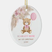 ピンクバルーンテディベアベビー第1回クリスマス セラミックオーナメント (右)