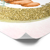 ピンクバルーンテディベア赤ちゃんシャワー歓迎サイン ポスター (角)