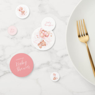 ピンクバルーンテディベア赤ちゃんシャワー紙吹雪 コンフェッティ