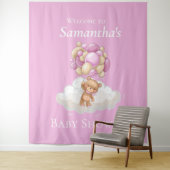 ピンクバルーンテディベア赤ちゃんシャワー赤ちゃんシャワー タペストリー (インサイチュ)