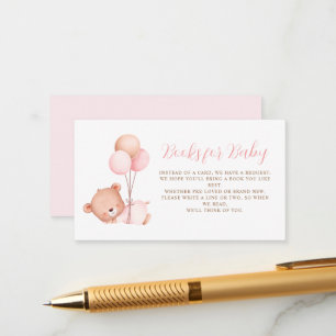 ピンクバルーンテディベア赤ちゃんシャワー エンクロージャーカード