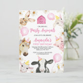 ピンクバルーンデイジーファーム誕生日 招待状 (スタンド正面)