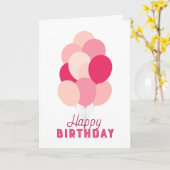ピンクバルーンハッピーバースデー カード (黄色い花)
