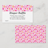 ピンクバルーンパターン赤ちゃんシャワーおむつラッフル エンクロージャーカード (正面/裏面)
