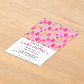 ピンクバルーンパターン赤ちゃん女の子の赤ちゃんシャワー アクリル招待状 (レイダウン)