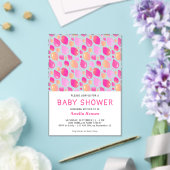 ピンクバルーンパターン赤ちゃん女の子の赤ちゃんシャワー アクリル招待状 (インサイチュ (ウェディング))