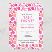 ピンクバルーンパターン赤ちゃん女の子の赤ちゃんシャワー 招待状 (正面/裏面)
