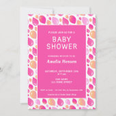 ピンクバルーンパターン赤ちゃん女の子の赤ちゃんシャワー 招待状 (正面)