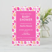 ピンクバルーンパターン赤ちゃん女の子の赤ちゃんシャワー 招待状 (スタンド正面)
