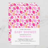 ピンクバルーンパターン赤ちゃん女の子の赤ちゃんシャワー 招待状 (正面/裏面)