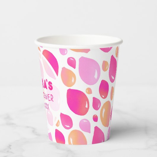 ピンクバルーンパターン赤ちゃん女の子の赤ちゃんシャワー 紙コップ (裏面)