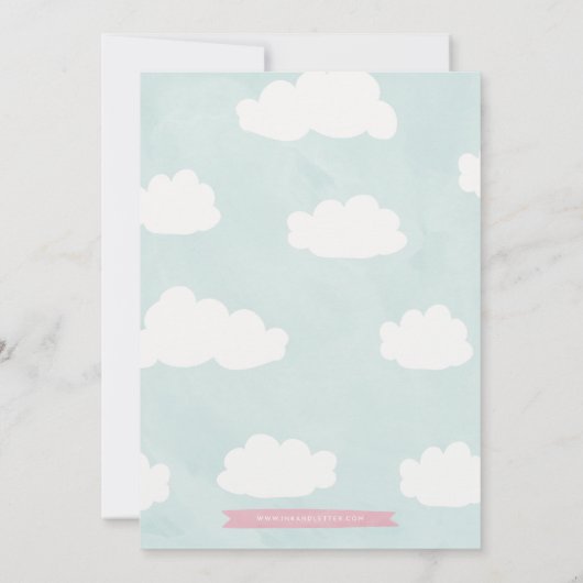 ピンクバルーンファースト誕生日フォト招待状 招待状 (裏面)