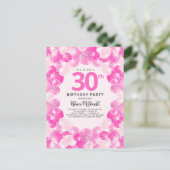 ピンクバルーンフェイクグリッターおもしろい30th誕生日パーティー インビテーションポストカード (スタンド正面)