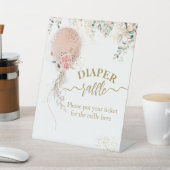 ピンクバルーンフローラユーカリ赤ちゃんシャワーおむつ 台座サイン (インサイチュ)