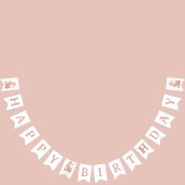 ピンクバルーンベアハッピーバースデー3バンティングバナー バンティングフラッグ