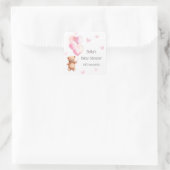 ピンクバルーンベアハートベビーシャワー スクエアシール (バッグ)
