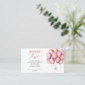 ピンクバルーンベアーオムツラッフルガールベビーシャワー エンクロージャーカード (スタンド正面)