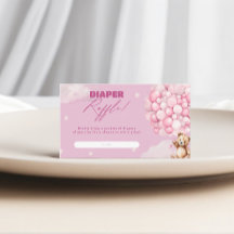 ピンクバルーンベアーオムツラッフルガールベビーシャワー