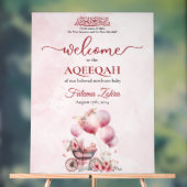 ピンクバルーンベビーカー女の子ムスリムAqiqah アクリルサイン (ニュートラル)