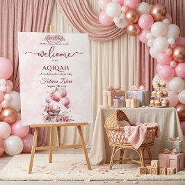 ピンクバルーンベビーカー女の子ムスリムAqiqah アクリルサイン