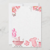 ピンクバルーンベビーカー女の子ムスリムAqiqah Invi 招待状 (裏面)