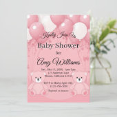ピンクバルーンベビーシャワー招待状 招待状 (スタンド正面)