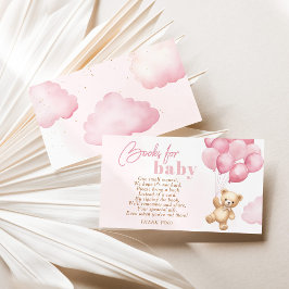 ピンクバルーンベビーチケット用テディベア エンクロージャーカード