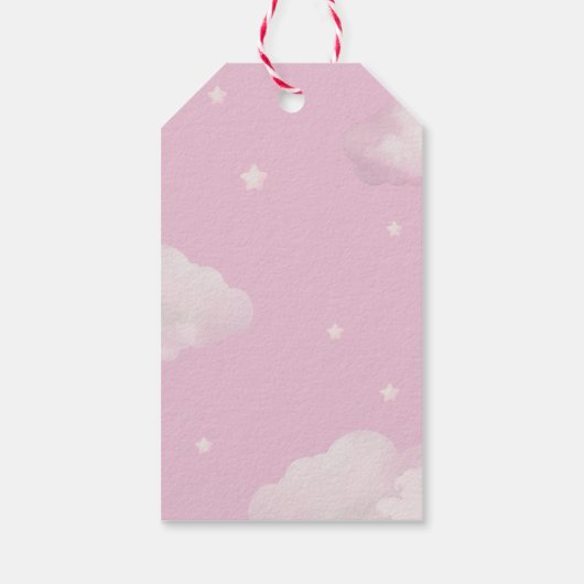 ピンクバルーンベビーテディベアシャワーありがとう ギフトタグ (裏面)