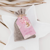 ピンクバルーンベビーテディベアシャワーありがとう ギフトタグ