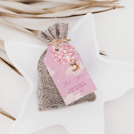 ピンクバルーンベビーテディベアシャワーありがとう ギフトタグ