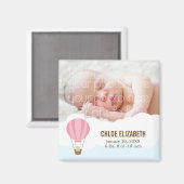 ピンクバルーンベビーベビーの誕生発表 マグネット (正面/裏面)