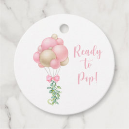 ピンクバルーンポップ・アートのガールベビーシャワー準備 フェイバータグ