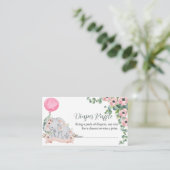 ピンクバルーンママベビーゾウおむつラッフルカード エンクロージャーカード (スタンド正面)