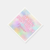 ピンクバルーンレインボーガールバースデーパーティー スタンダードカクテルナプキン (角)