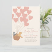 ピンクバルーン付きゴールデンレトリバー赤ちゃんシャワー 招待状 (スタンド正面)