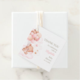 ピンクバルーン付きテディベアありがとうございましたメッセージカード フェイバータグ