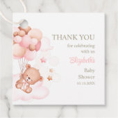 ピンクバルーン付きテディベアありがとうございましたメッセージカード フェイバータグ (正面)