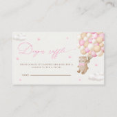 ピンクバルーン付きテディベアおむつラッフル エンクロージャーカード (正面)