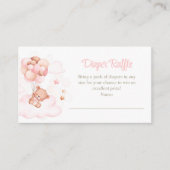 ピンクバルーン付きテディベアおむつラッフル エンクロージャーカード (正面)