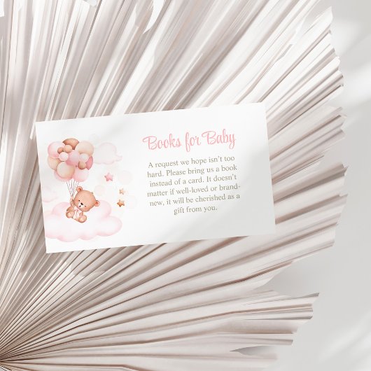 ピンクバルーン付きテディベアベビー エンクロージャーカード