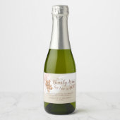 ピンクバルーン付きテディベアミニワきらめくイン スパークリングワインラベル (正面)