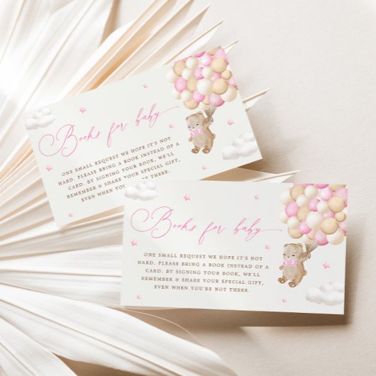 ピンクバルーン付きテディベア予約リクエスト エンクロージャーカード