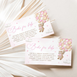 ピンクバルーン付きテディベア予約リクエスト エンクロージャーカード