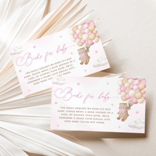 ピンクバルーン付きテディベア予約リクエスト エンクロージャーカード