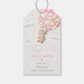 ピンクバルーン付きテディベア赤ちゃんシャワー ギフトタグ (正面)